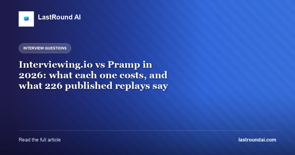 Interviewing.io vs Pramp in 2026: what each one costs, and what 226 published replays say about the grading
